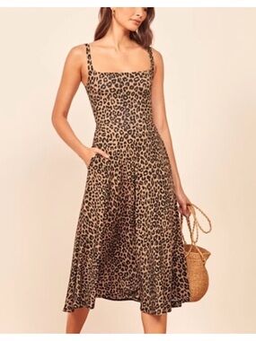 Reformation Mary Tank Dress in Cougar Print